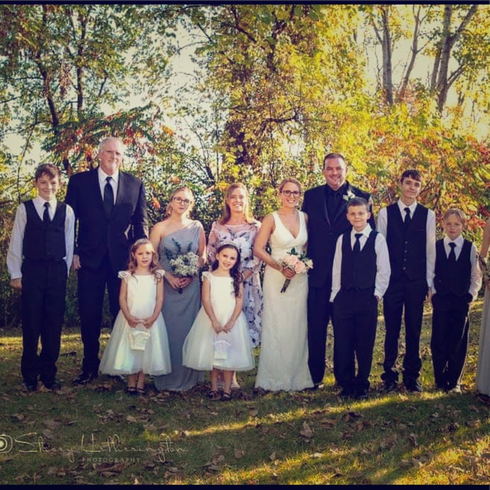 Boys black & white suits from Macy’s